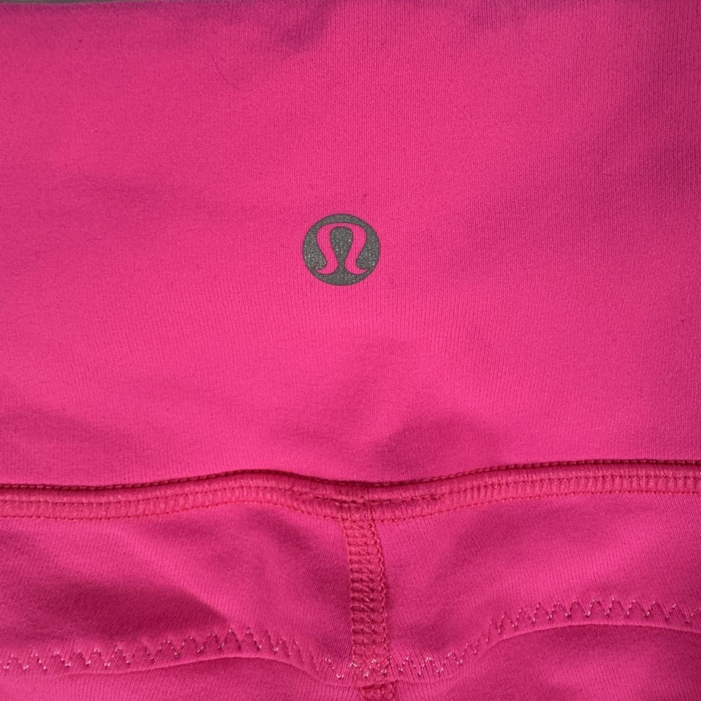 Lululemon Leggings Womens 8 Pink Capri Crop Ruched Side Yoga Athletic Pants - Picture 7 of 7
